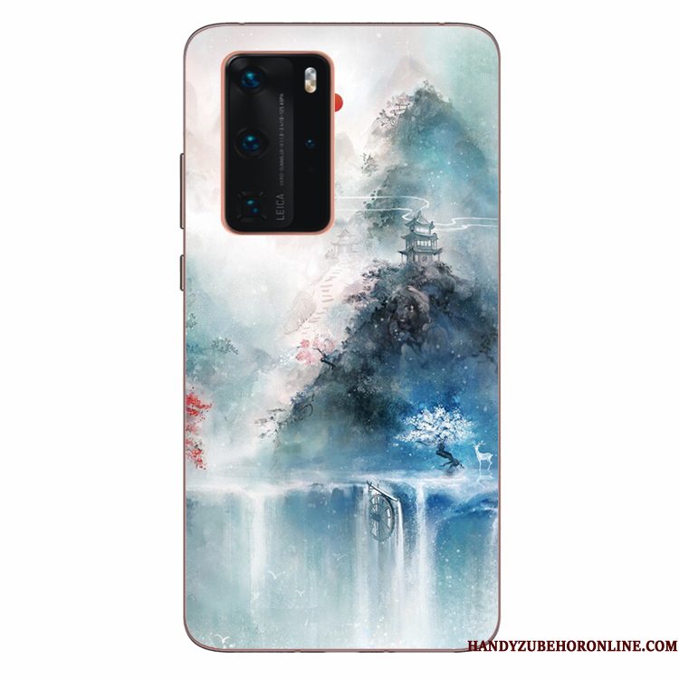 Hoesje Huawei P40 Pro Siliconen Kunst Groen, Hoes Huawei P40 Pro Zacht Wind Anti-fall