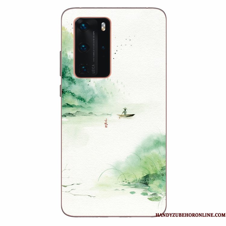 Hoesje Huawei P40 Pro Siliconen Kunst Groen, Hoes Huawei P40 Pro Zacht Wind Anti-fall