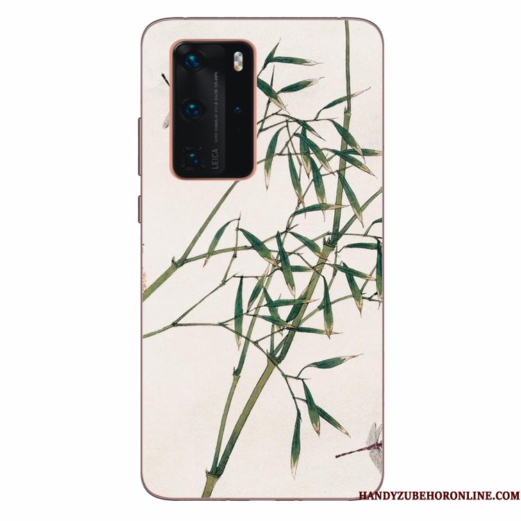 Hoesje Huawei P40 Pro Siliconen Kunst Groen, Hoes Huawei P40 Pro Zacht Wind Anti-fall