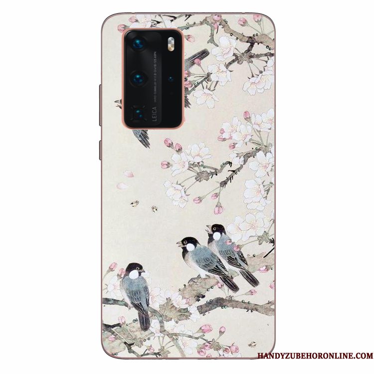 Hoesje Huawei P40 Pro Siliconen Kunst Groen, Hoes Huawei P40 Pro Zacht Wind Anti-fall