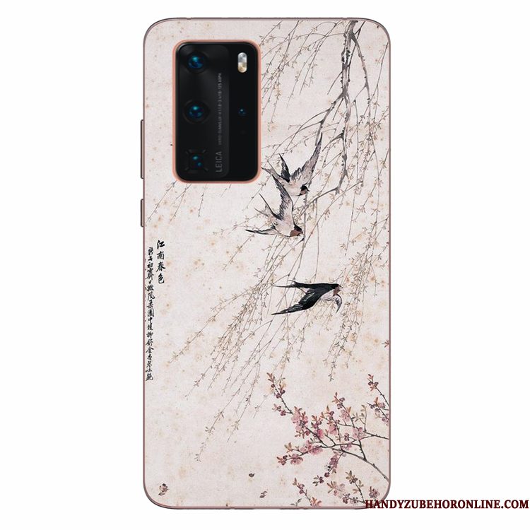 Hoesje Huawei P40 Pro Siliconen Kunst Groen, Hoes Huawei P40 Pro Zacht Wind Anti-fall