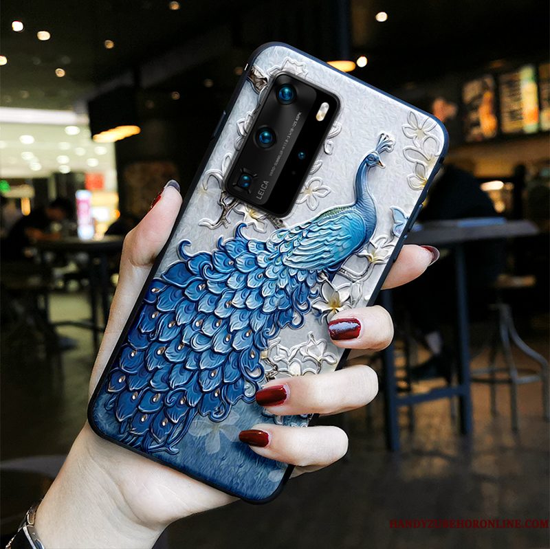 Hoesje Huawei P40 Pro Vintage Schrobben Chinese Stijl, Hoes Huawei P40 Pro Bescherming Wind Net Red