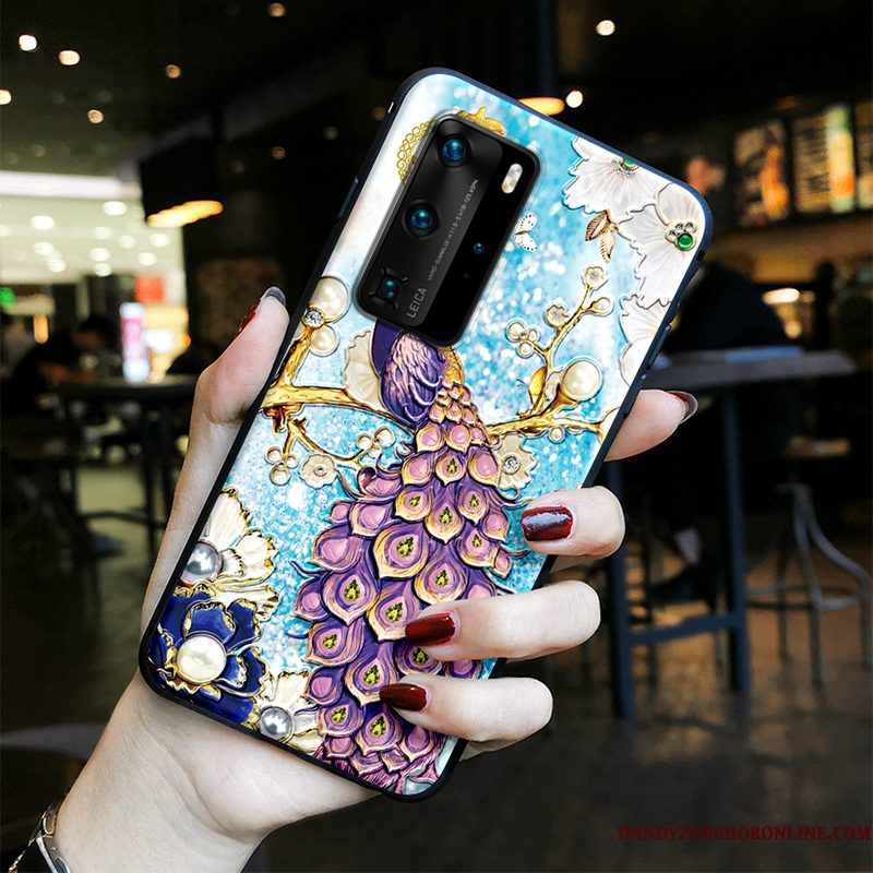 Hoesje Huawei P40 Pro Vintage Schrobben Chinese Stijl, Hoes Huawei P40 Pro Bescherming Wind Net Red