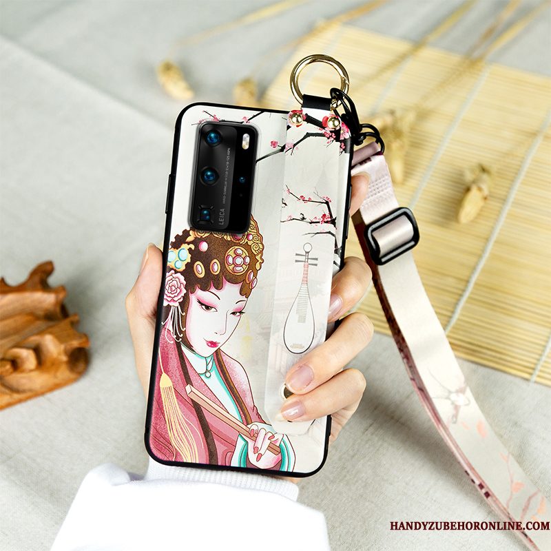 Hoesje Huawei P40 Pro Zacht Chinese Stijl Hanger, Hoes Huawei P40 Pro Vintage Peking Operatelefoon