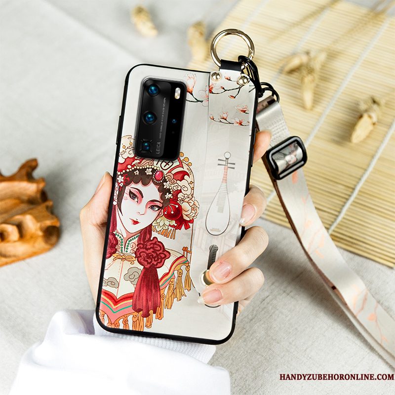 Hoesje Huawei P40 Pro Zacht Chinese Stijl Hanger, Hoes Huawei P40 Pro Vintage Peking Operatelefoon