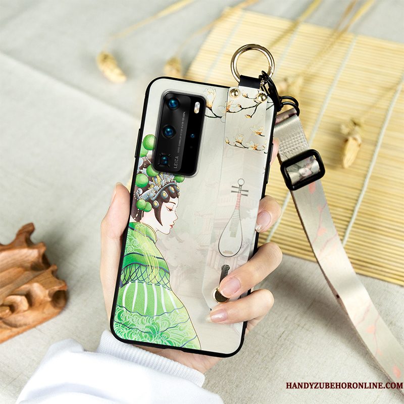 Hoesje Huawei P40 Pro Zacht Chinese Stijl Hanger, Hoes Huawei P40 Pro Vintage Peking Operatelefoon