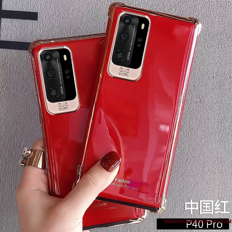 Hoesje Huawei P40 Pro Zacht Groen Anti-fall, Hoes Huawei P40 Pro Bescherming Telefoon Trendy Merk