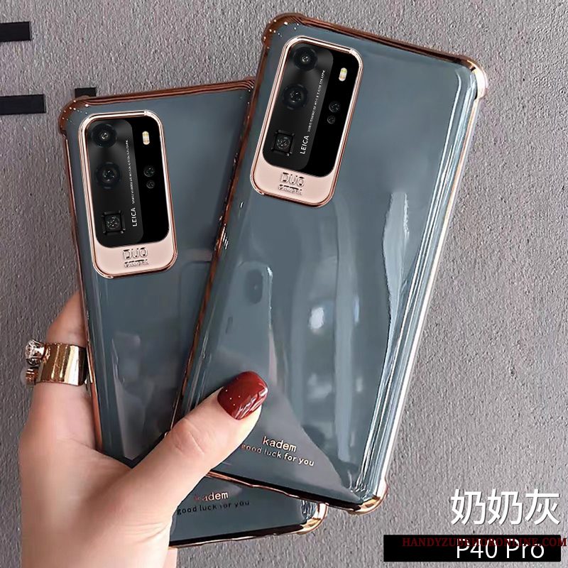 Hoesje Huawei P40 Pro Zacht Groen Anti-fall, Hoes Huawei P40 Pro Bescherming Telefoon Trendy Merk