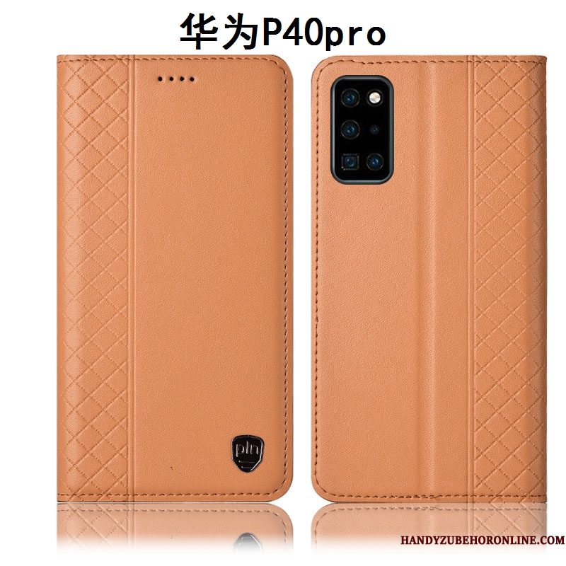 Hoesje Huawei P40 Pro Zakken Anti-fall Geruite, Hoes Huawei P40 Pro Leer Geeltelefoon