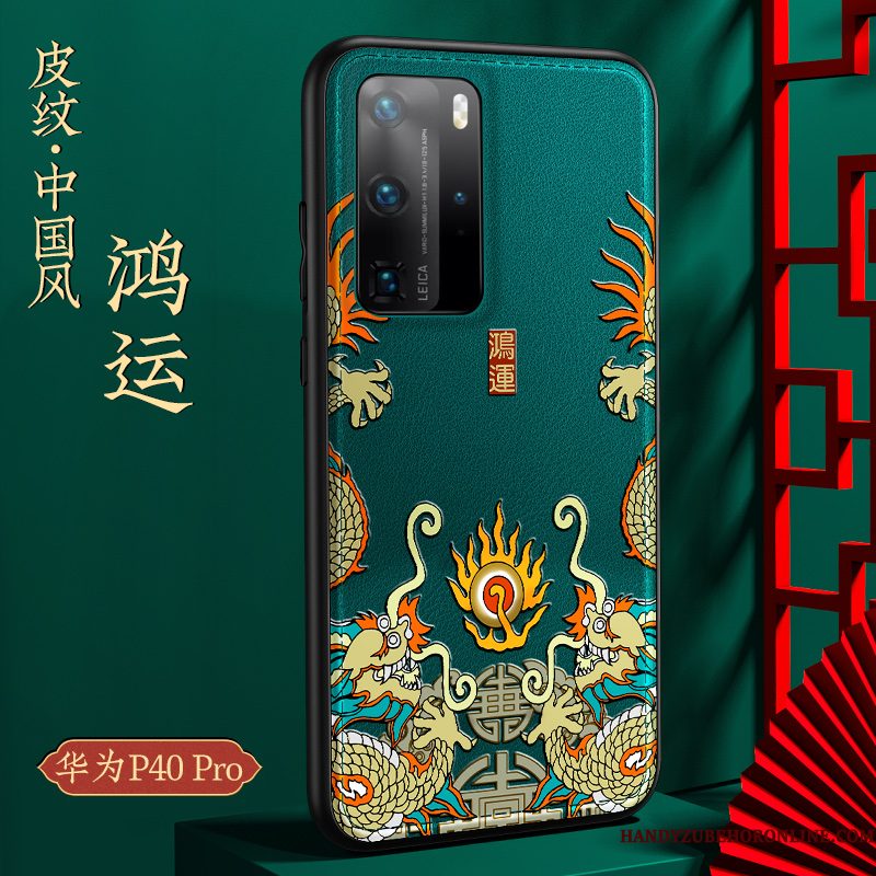 Hoesje Huawei P40 Pro Zakken Chinese Stijl Blauw, Hoes Huawei P40 Pro Zacht Kwaliteit Trend