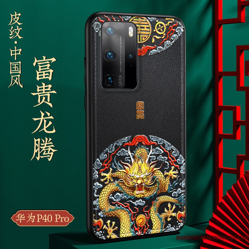 Hoesje Huawei P40 Pro Zakken Chinese Stijl Blauw, Hoes Huawei P40 Pro Zacht Kwaliteit Trend