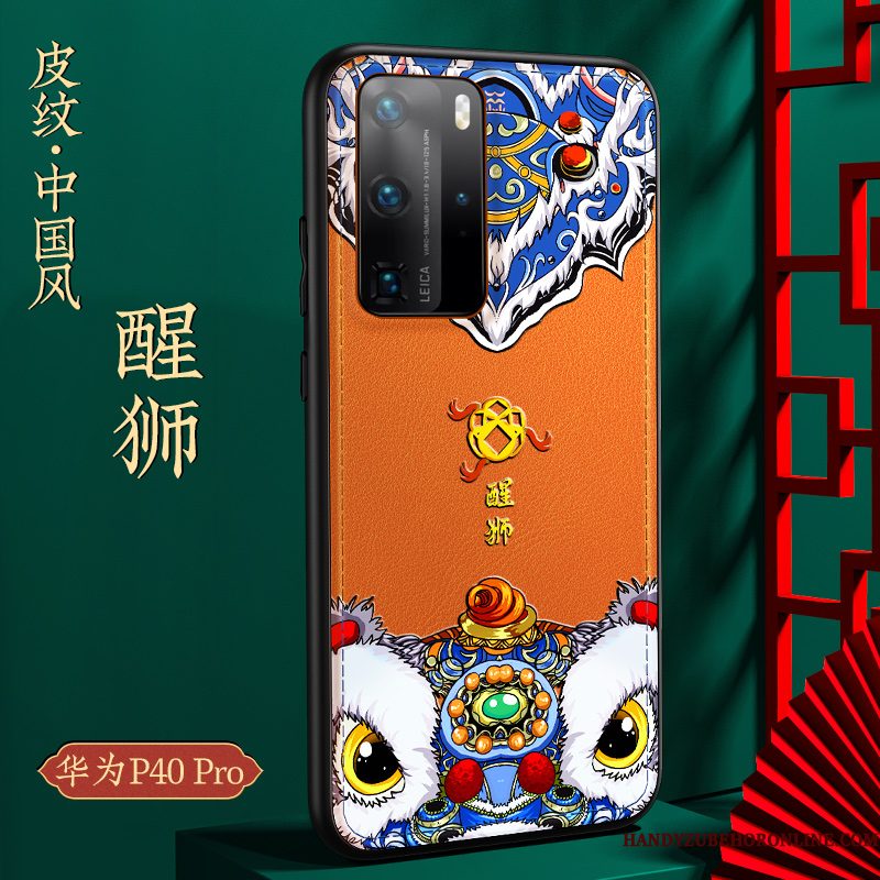 Hoesje Huawei P40 Pro Zakken Chinese Stijl Blauw, Hoes Huawei P40 Pro Zacht Kwaliteit Trend