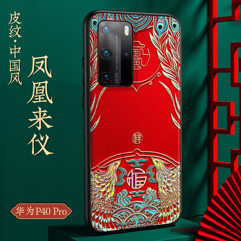 Hoesje Huawei P40 Pro Zakken Chinese Stijl Blauw, Hoes Huawei P40 Pro Zacht Kwaliteit Trend