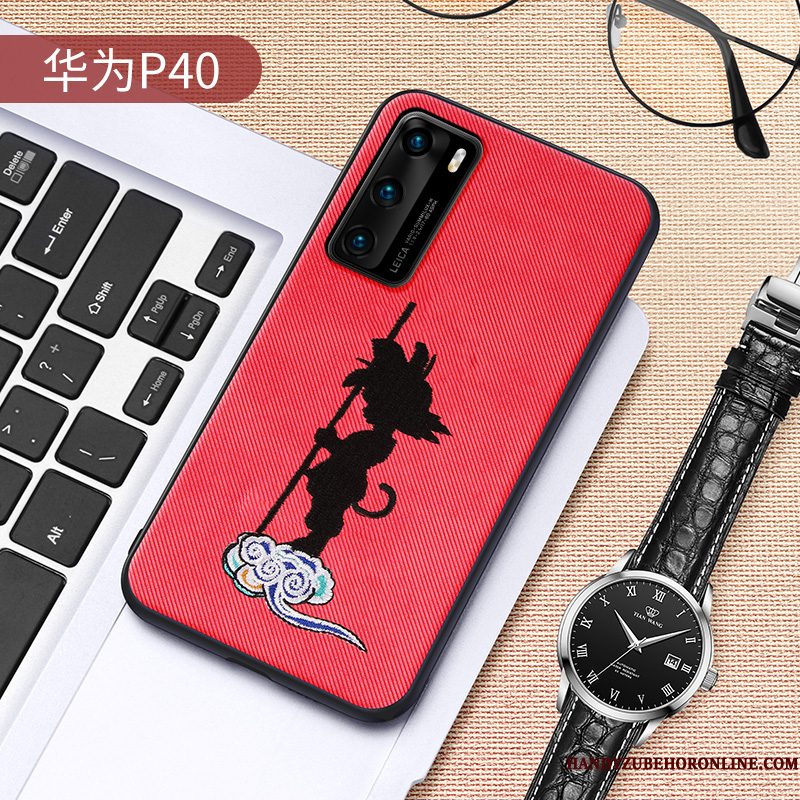 Hoesje Huawei P40 Scheppend Anti-fall Trendy Merk, Hoes Huawei P40 Zacht Net Red Dun