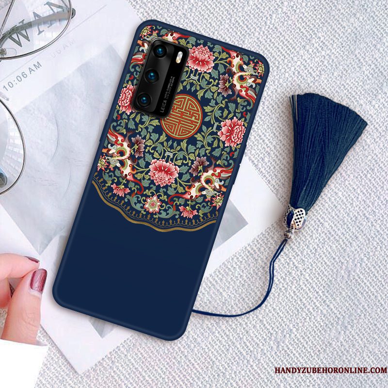 Hoesje Huawei P40 Siliconen Persoonlijk Zwart, Hoes Huawei P40 Vintage Telefoon Trend