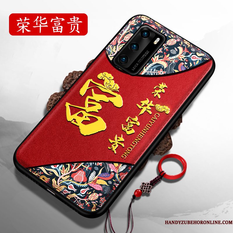 Hoesje Huawei P40 Siliconen Rood Hard, Hoes Huawei P40 Zacht Chinese Stijltelefoon