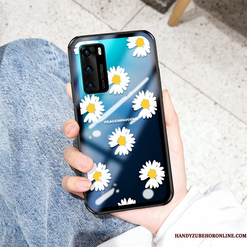 Hoesje Huawei P40 Zacht Glas Anti-fall, Hoes Huawei P40 Siliconen Net Red Wind