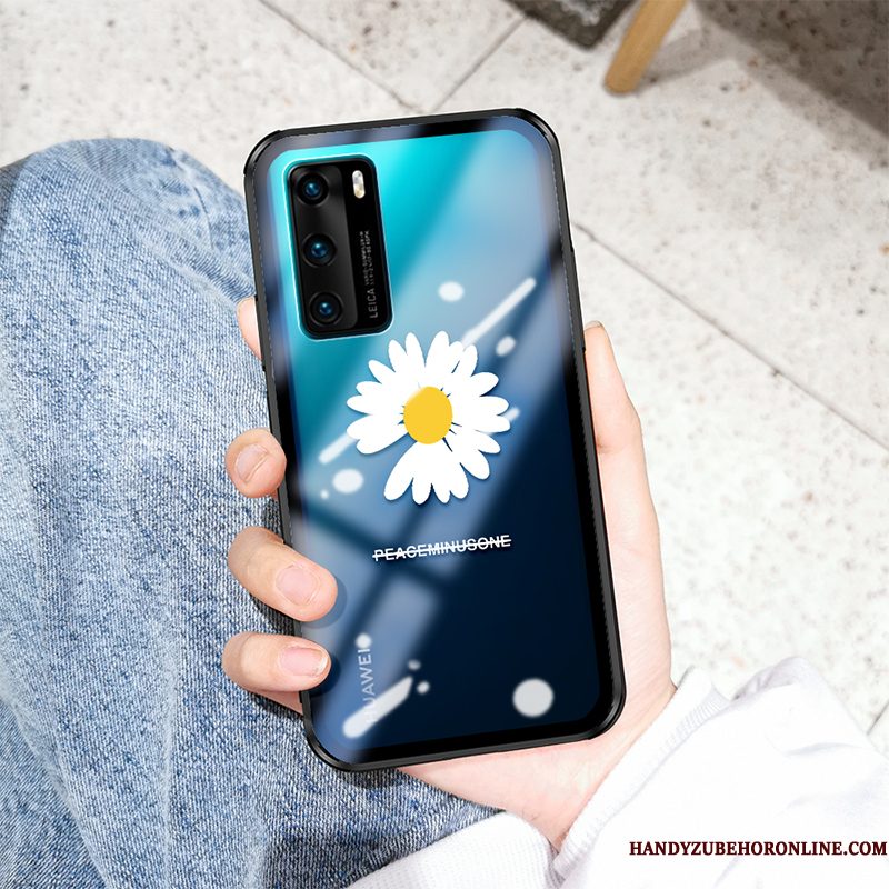 Hoesje Huawei P40 Zacht Glas Anti-fall, Hoes Huawei P40 Siliconen Net Red Wind