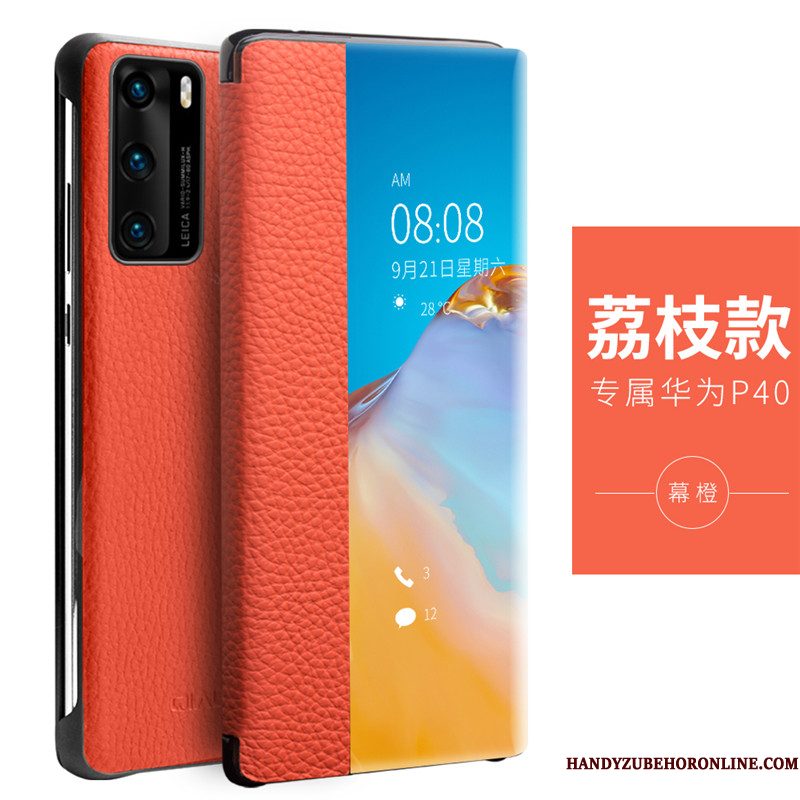 Hoesje Huawei P40 Zakken Koe Nieuw, Hoes Huawei P40 Leer Dun Anti-fall