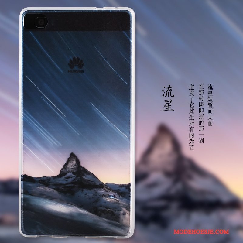 Hoesje Huawei P8 Geschilderd Telefoon Hoge, Hoes Huawei P8 Zacht Blauw