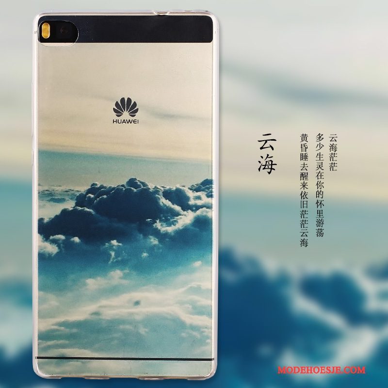 Hoesje Huawei P8 Geschilderd Telefoon Hoge, Hoes Huawei P8 Zacht Blauw