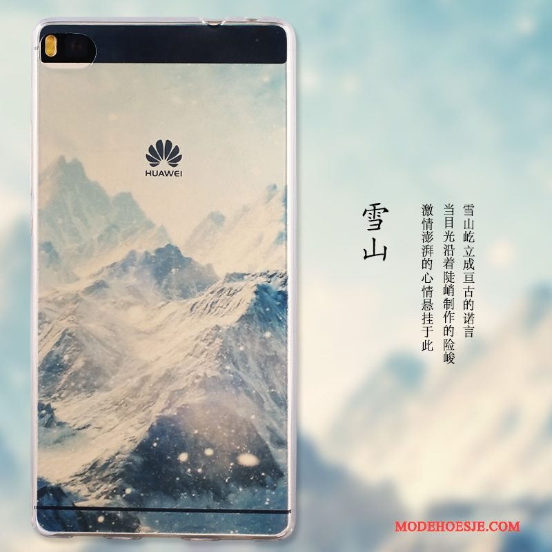 Hoesje Huawei P8 Geschilderd Telefoon Hoge, Hoes Huawei P8 Zacht Blauw