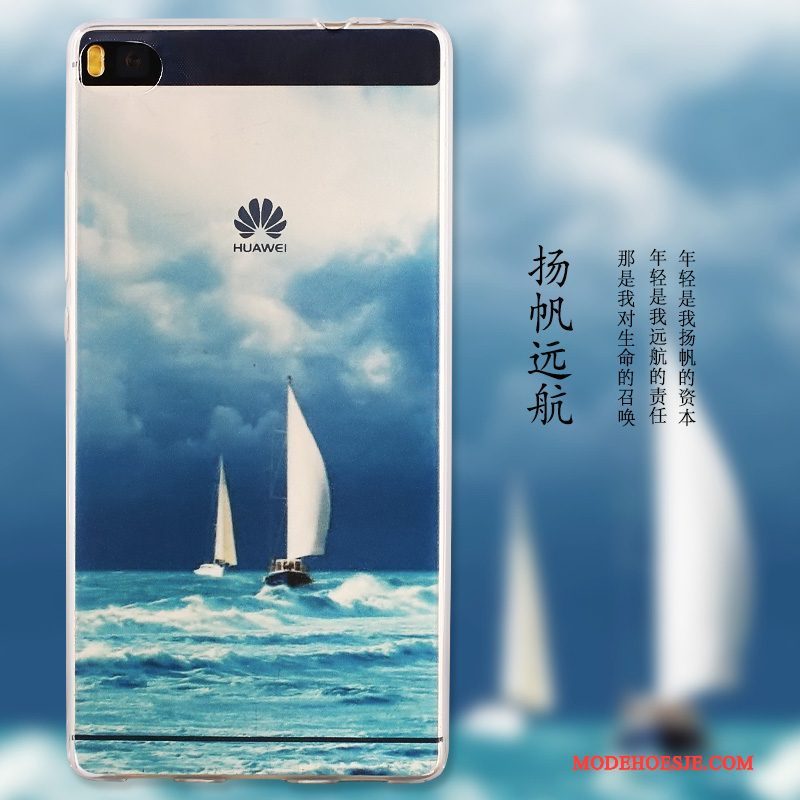 Hoesje Huawei P8 Geschilderd Telefoon Hoge, Hoes Huawei P8 Zacht Blauw