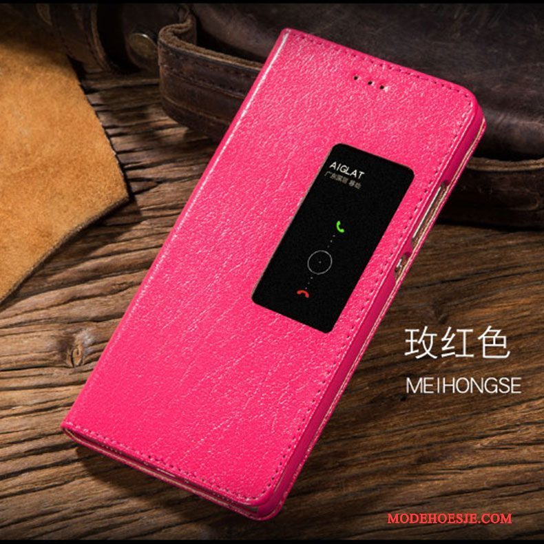 Hoesje Huawei P8 Leer Telefoon Hoge, Hoes Huawei P8 Bescherming Dun Zwart
