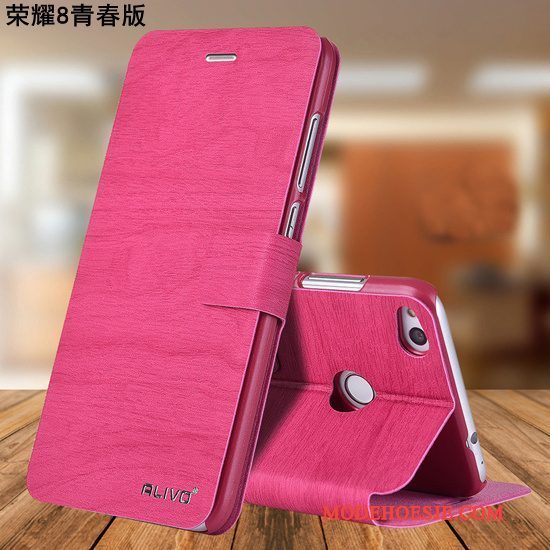 Hoesje Huawei P8 Lite 2017 Leer Telefoon Jeugd, Hoes Huawei P8 Lite 2017 Bescherming Rood