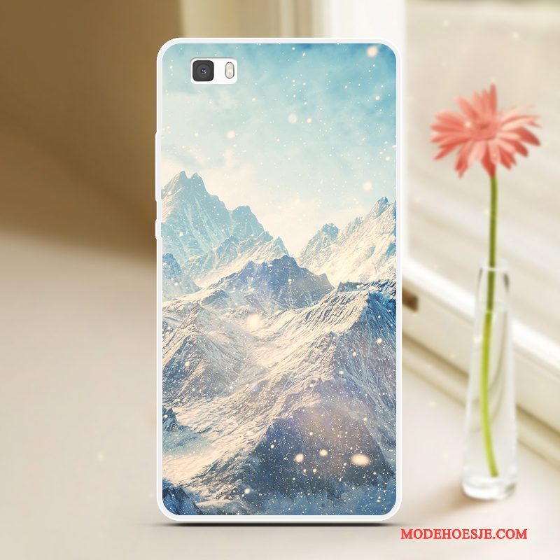 Hoesje Huawei P8 Lite Bescherming Koeltelefoon, Hoes Huawei P8 Lite Siliconen Trend Blauw