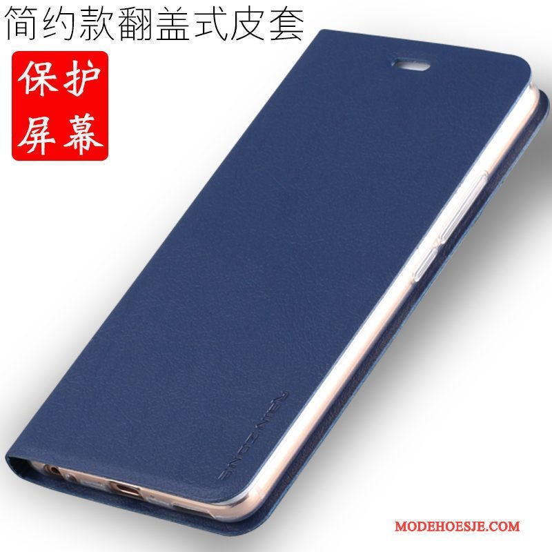 Hoesje Huawei P8 Lite Folio Jeugdtelefoon, Hoes Huawei P8 Lite Leer Donkerblauw