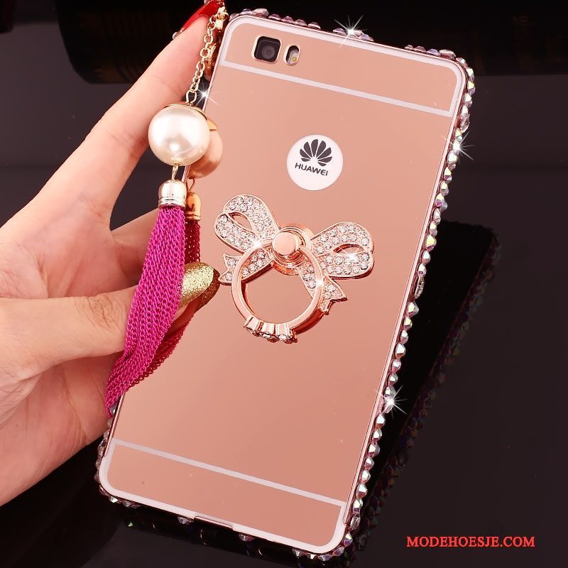 Hoesje Huawei P8 Lite Metaal Spiegel Omlijsting, Hoes Huawei P8 Lite Jeugd Achterklep