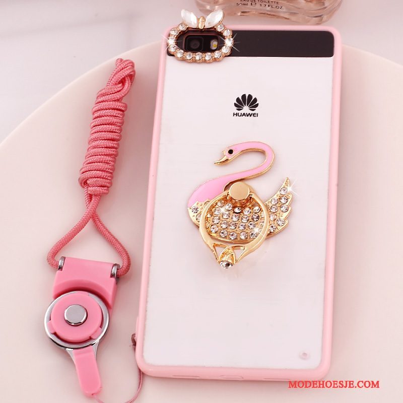 Hoesje Huawei P8 Lite Strass Anti-fall Hanger, Hoes Huawei P8 Lite Bescherming Jeugd Roze