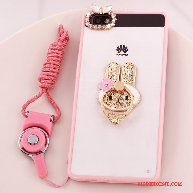 Hoesje Huawei P8 Lite Strass Anti-fall Hanger, Hoes Huawei P8 Lite Bescherming Jeugd Roze