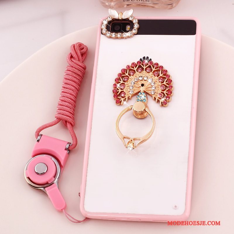 Hoesje Huawei P8 Lite Strass Anti-fall Hanger, Hoes Huawei P8 Lite Bescherming Jeugd Roze