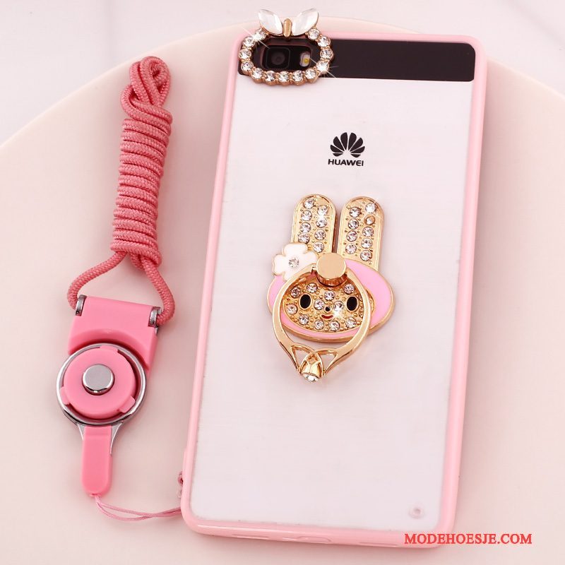 Hoesje Huawei P8 Lite Strass Anti-fall Hanger, Hoes Huawei P8 Lite Bescherming Jeugd Roze