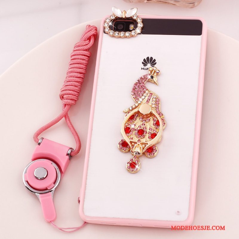 Hoesje Huawei P8 Lite Strass Anti-fall Hanger, Hoes Huawei P8 Lite Bescherming Jeugd Roze