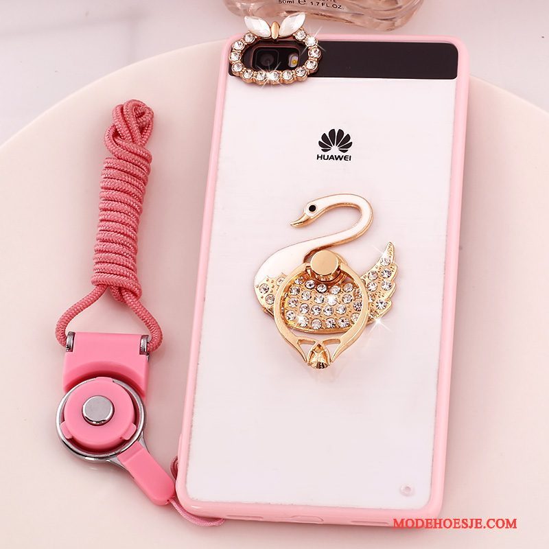 Hoesje Huawei P8 Lite Strass Anti-fall Hanger, Hoes Huawei P8 Lite Bescherming Jeugd Roze