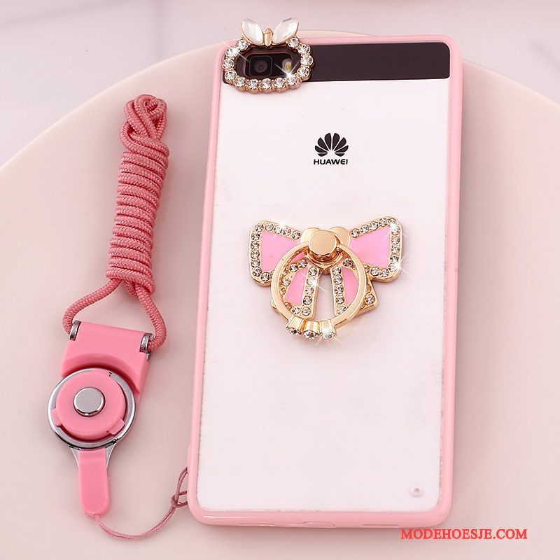 Hoesje Huawei P8 Lite Strass Anti-fall Hanger, Hoes Huawei P8 Lite Bescherming Jeugd Roze