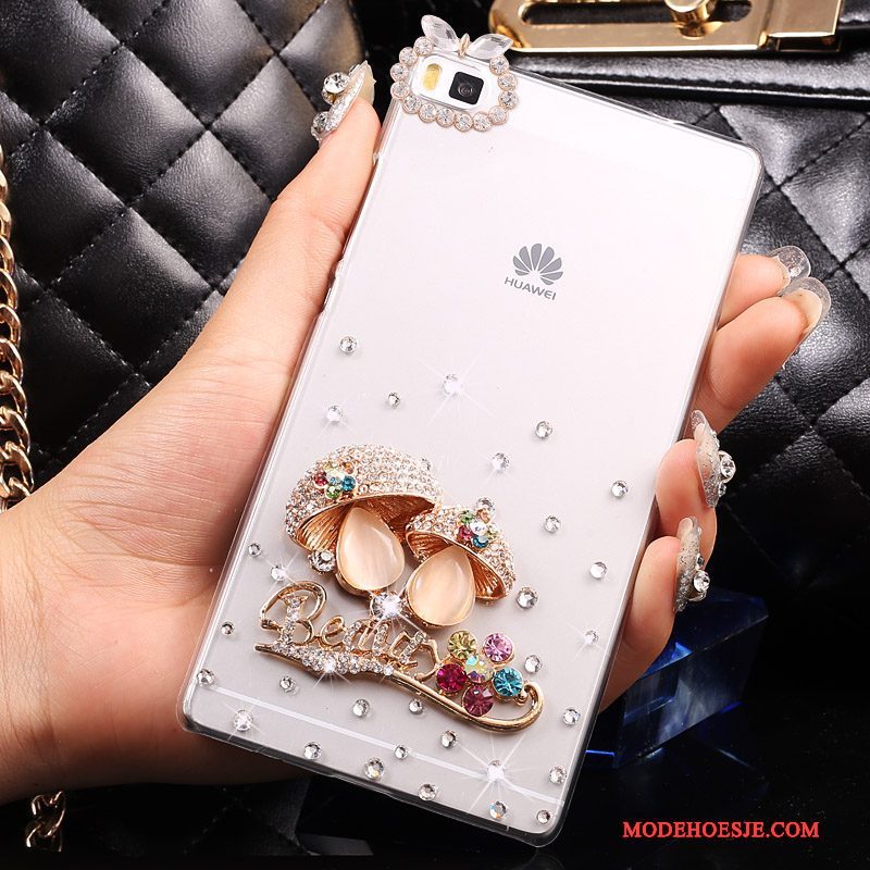 Hoesje Huawei P8 Lite Strass Goudtelefoon, Hoes Huawei P8 Lite Bescherming Jeugd Hard