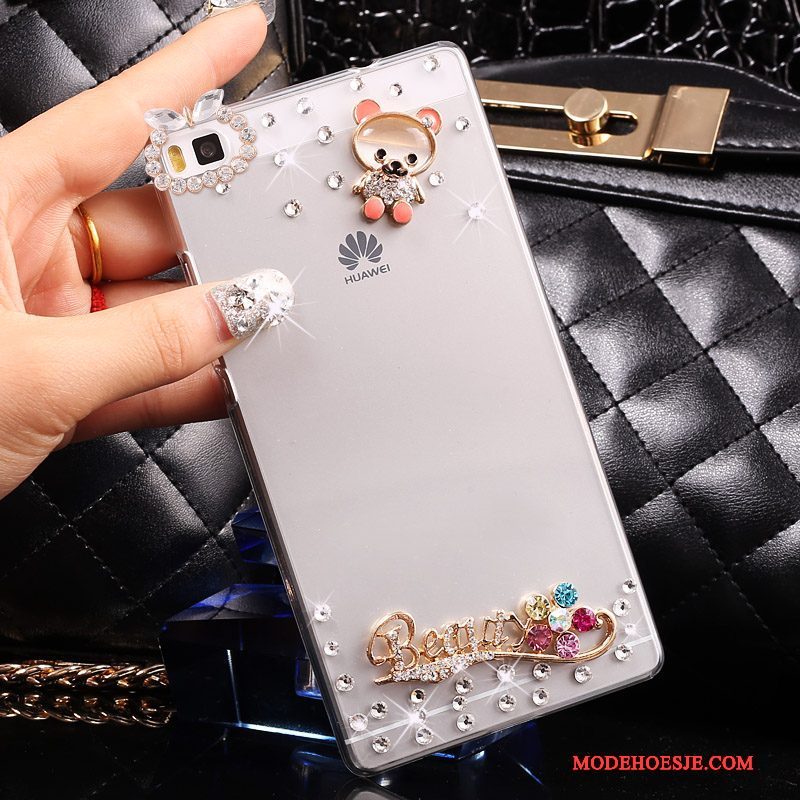 Hoesje Huawei P8 Lite Strass Goudtelefoon, Hoes Huawei P8 Lite Bescherming Jeugd Hard