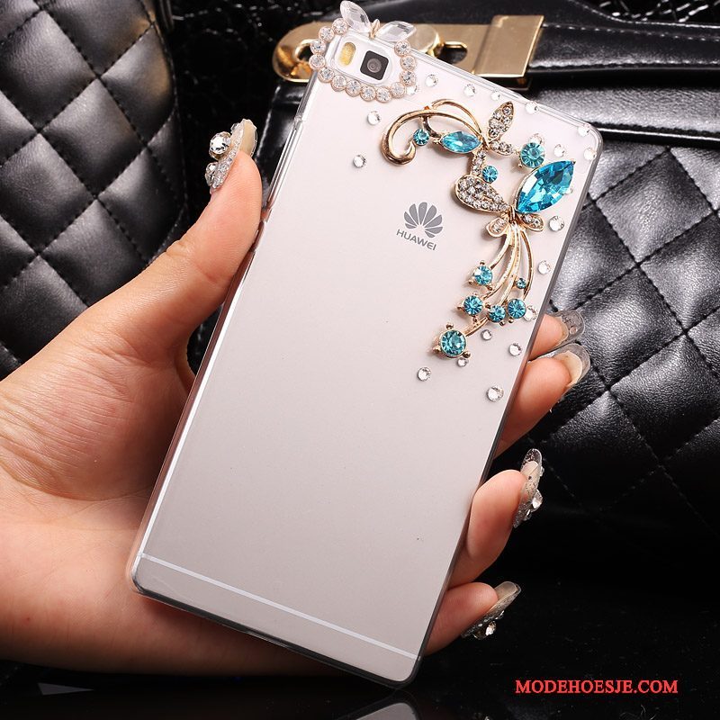 Hoesje Huawei P8 Lite Strass Goudtelefoon, Hoes Huawei P8 Lite Bescherming Jeugd Hard