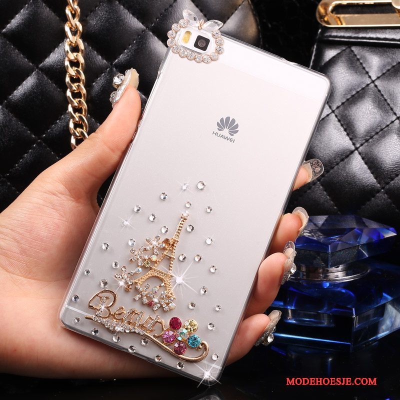 Hoesje Huawei P8 Lite Strass Goudtelefoon, Hoes Huawei P8 Lite Bescherming Jeugd Hard