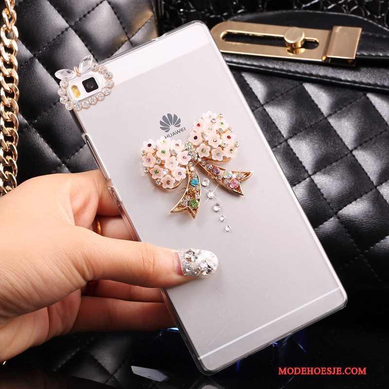 Hoesje Huawei P8 Lite Strass Goudtelefoon, Hoes Huawei P8 Lite Bescherming Jeugd Hard