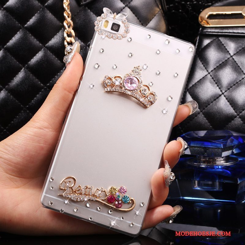 Hoesje Huawei P8 Lite Strass Goudtelefoon, Hoes Huawei P8 Lite Bescherming Jeugd Hard