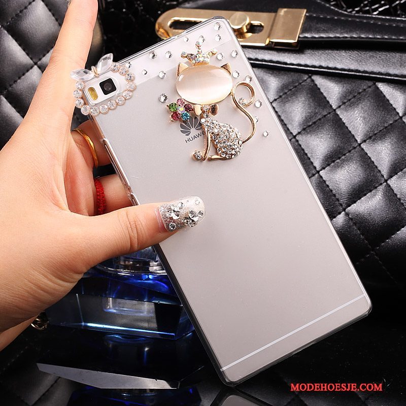 Hoesje Huawei P8 Lite Strass Goudtelefoon, Hoes Huawei P8 Lite Bescherming Jeugd Hard