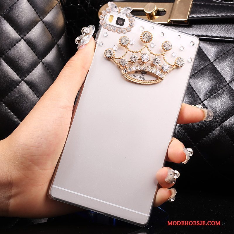 Hoesje Huawei P8 Lite Strass Goudtelefoon, Hoes Huawei P8 Lite Bescherming Jeugd Hard