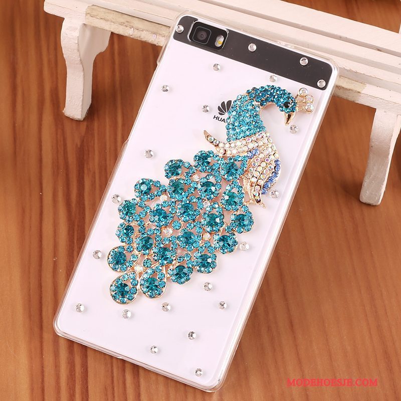 Hoesje Huawei P8 Lite Strass Jeugd Hard, Hoes Huawei P8 Lite Spotprent Doorzichtig Blauw