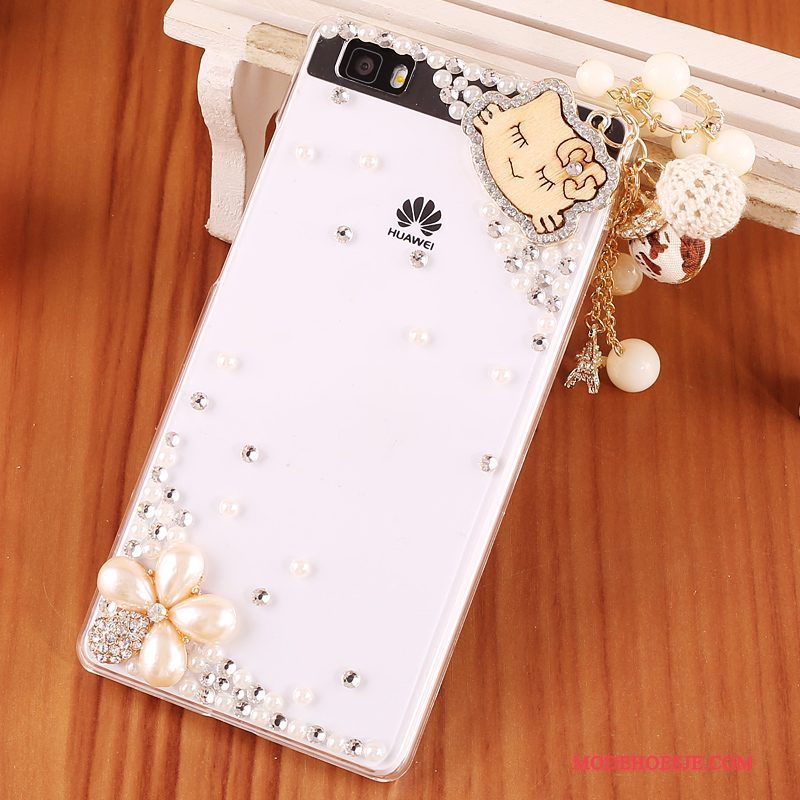 Hoesje Huawei P8 Lite Strass Jeugd Hard, Hoes Huawei P8 Lite Spotprent Doorzichtig Blauw