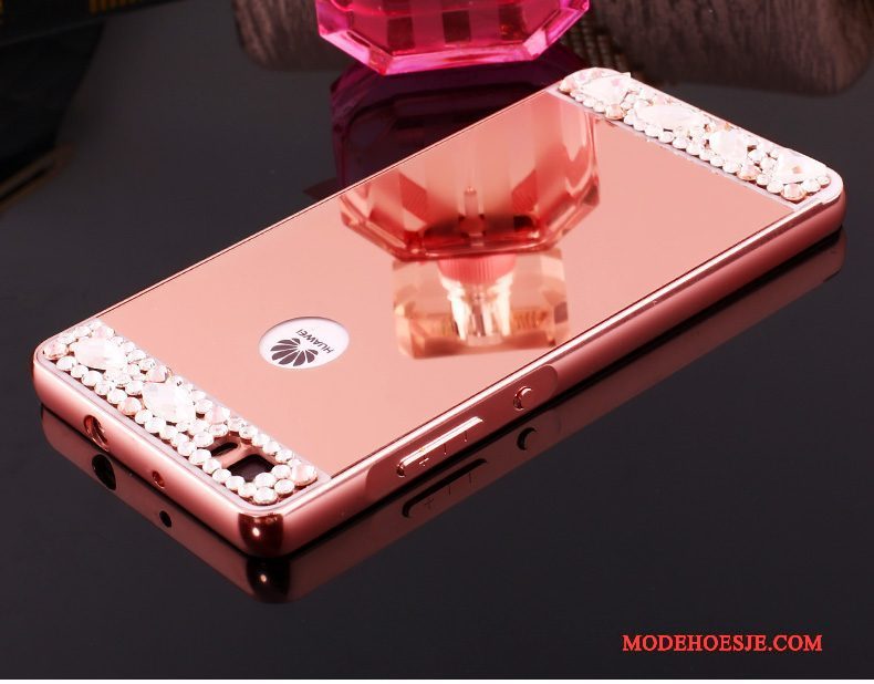 Hoesje Huawei P8 Metaal Hoge Anti-fall, Hoes Huawei P8 Strass Omlijsting Goud